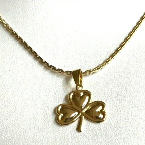 Irish Shamrock Necklace 24" X-Long Celtic St Patricks Day Gold Plated Pendant - Picture 5 of 8